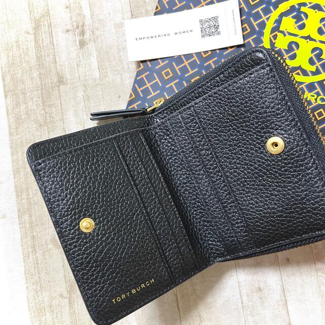 トリーバーチ ブラック ゴールド ロゴ ミニ財布 二つ折り財布 財布 新品未使用
