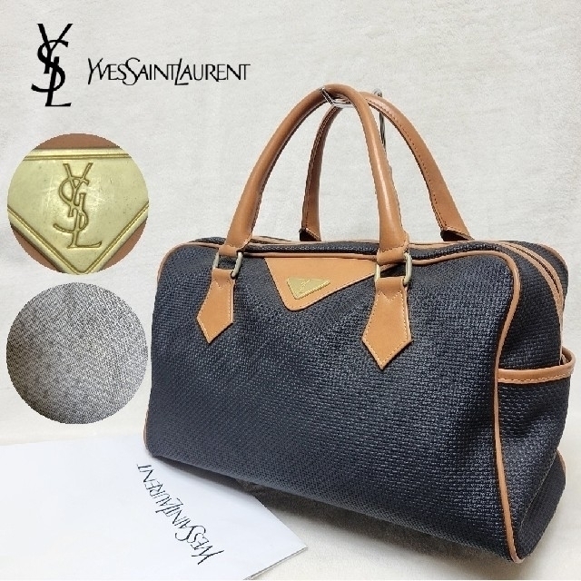 美品】YSL イヴサンローラン ボストン バッグ ハンドバッグ 裏地総柄