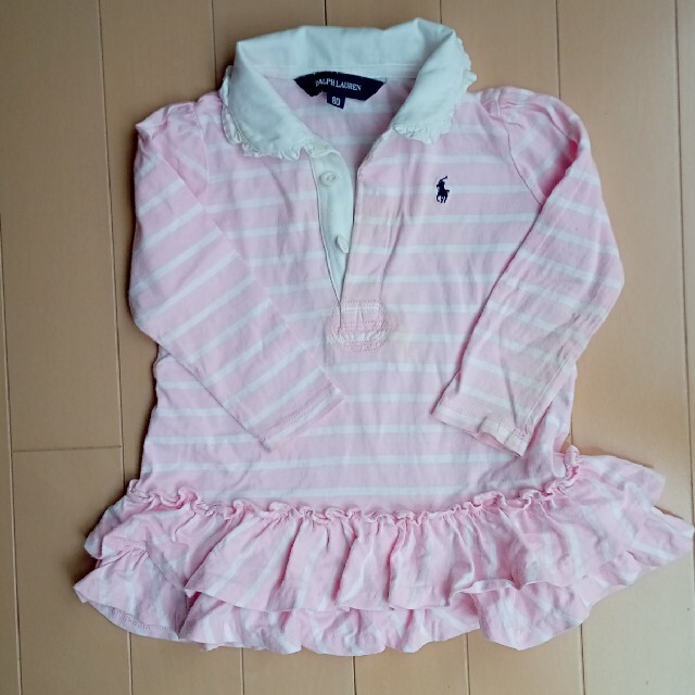 POLO RALPH LAUREN(ポロラルフローレン)の女児　最終値下げ　ワンピース　カットソー　80ｃｍ　ポロ　ラルフローレン キッズ/ベビー/マタニティのベビー服(~85cm)(ワンピース)の商品写真