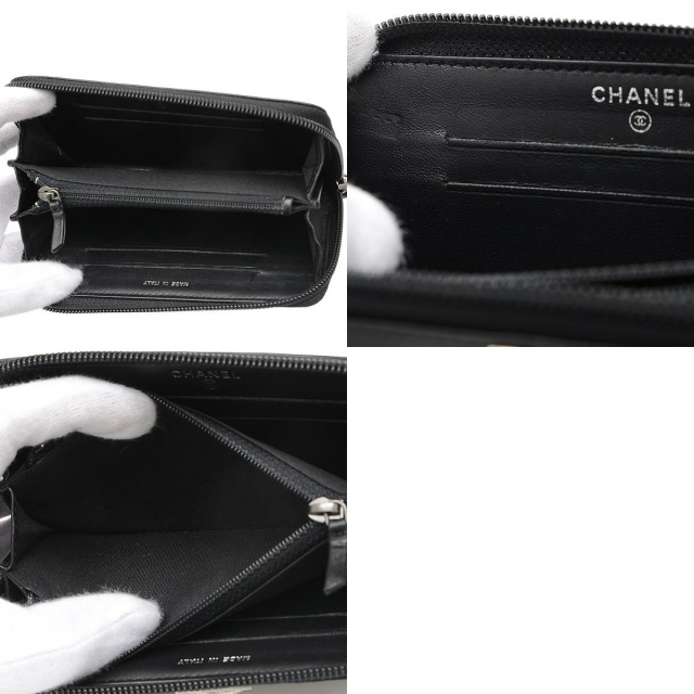 CHANEL(シャネル)のシャネル ボーイシャネル スモール ラウンドジップ 中財布 ラムスキン ブラック レディースのファッション小物(財布)の商品写真