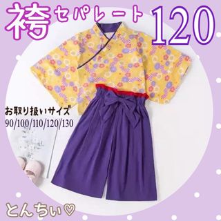 新品 未使用 120 紫 袴セパレート お祝い 誕生日 (和服/着物)