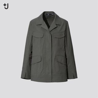 ユニクロ(UNIQLO)のUNIQLO +JコットンリネンサファリジャケットユニクロオリーブM新品未使用(ミリタリージャケット)