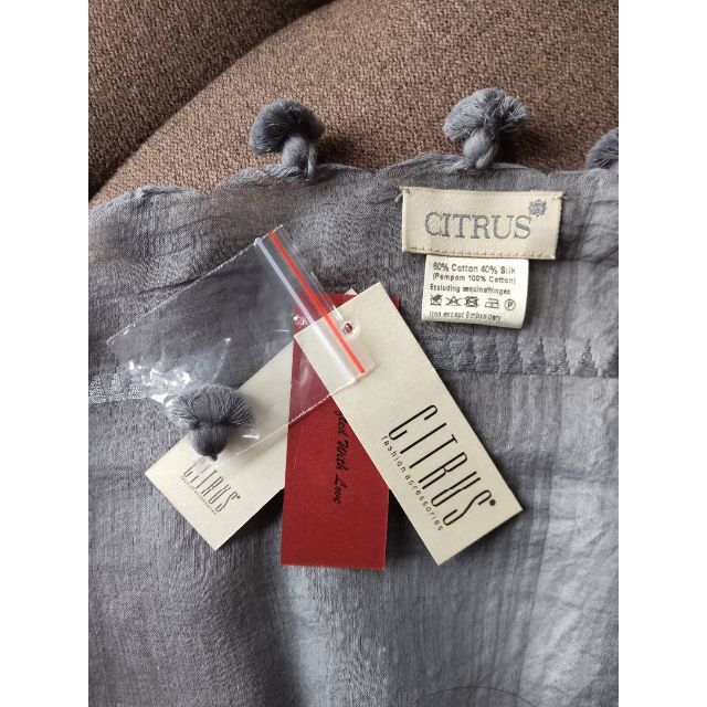 CITRUS - 【SALE】シトラス 無地ポンポン付 コットン シルク CITRUS - 【SALE】シトラス 無地ポンポン付 コットン シルク