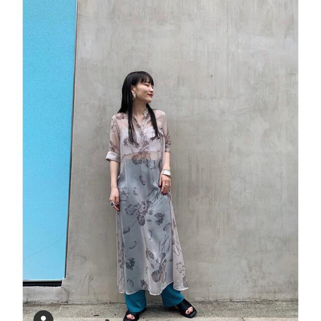 AMERI☆ ISLA PIPING SHEER DRESS☆ロングワンピース/マキシワンピース