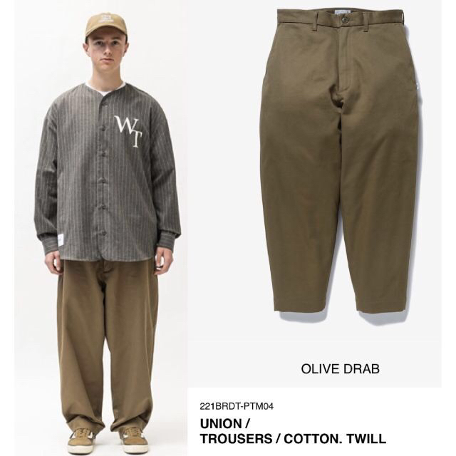 OLIVE DRAB L 22SS WTAPS UNION / TROUSERS