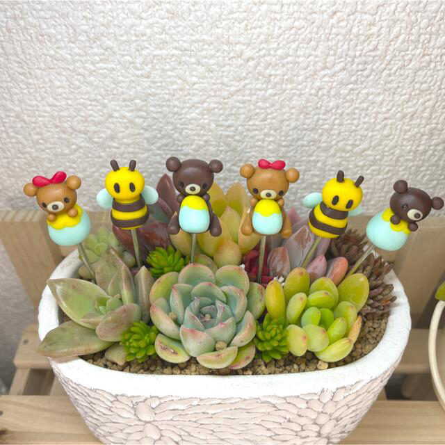 ハンドメイド ガーデンピック ハチミツからひょっこりクマちゃんピック 多肉植物 | myglobaltax.com