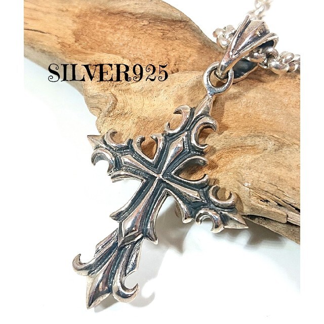 【着後レビューで 送料無料】 SILVER925 5190 クロストップ 百合 ユリ 十字架 シルバー925 ペンダントトップ、チャーム