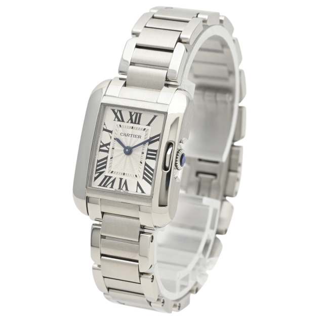 Cartier(カルティエ)のカルティエ タンクアングレーズSM W5310022 クォーツ レディース 中古 レディースのファッション小物(腕時計)の商品写真