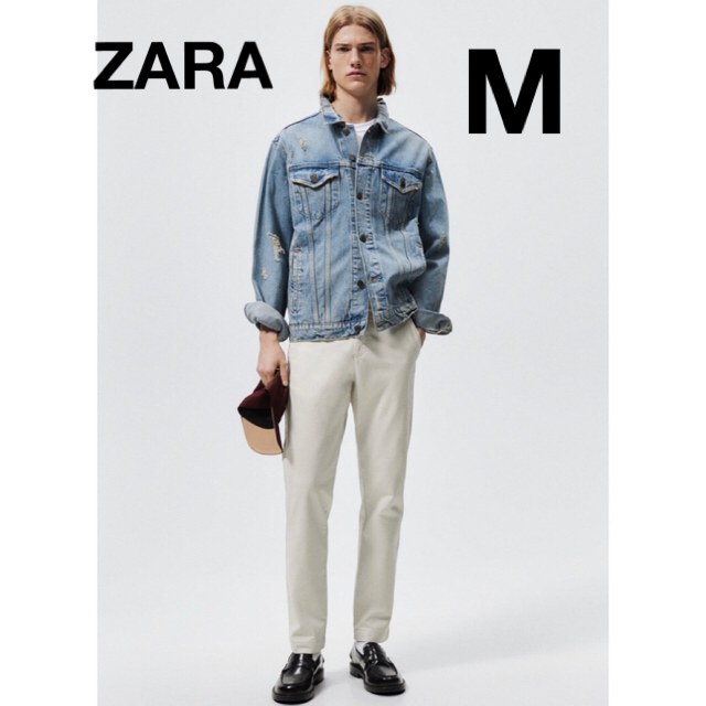 ZARA ザラ ダメージデニムジャケット ベージュM - アウター