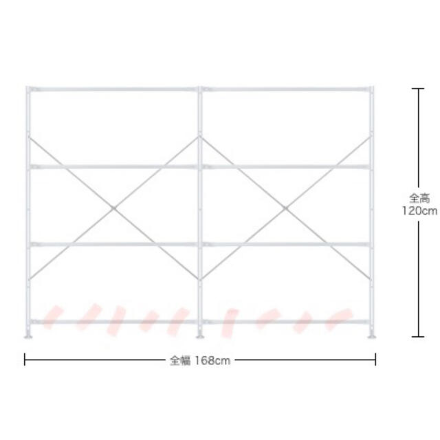 MUJI (無印良品)(ムジルシリョウヒン)の【旧カラー】無印スチールユニットシェルフ高さ120cm内寸幅80cm連結 インテリア/住まい/日用品の収納家具(その他)の商品写真