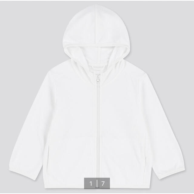 UNIQLO(ユニクロ)の新品　ユニクロ　UVカットメッシュパーカ　長袖　100 白 キッズ/ベビー/マタニティのキッズ服女の子用(90cm~)(ジャケット/上着)の商品写真