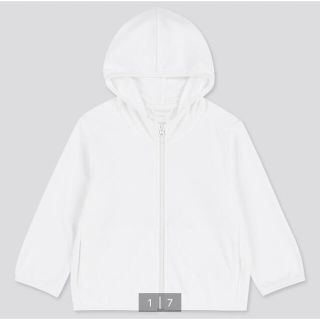 ユニクロ(UNIQLO)の新品　ユニクロ　UVカットメッシュパーカ　長袖　100 白(ジャケット/上着)