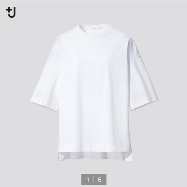 UNIQLO(ユニクロ)のUNIQLO➕J スーピマコットンオーバーサイズT(五分袖) レディースのトップス(Tシャツ(半袖/袖なし))の商品写真