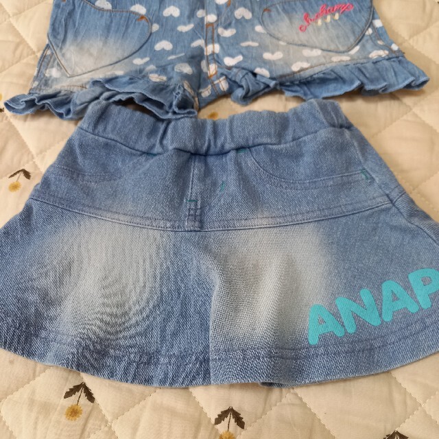 ANAP(アナップ)の女の子 スカート かぼちゃパンツ ショートパンツ 3点セット 夏服春服 90 キッズ/ベビー/マタニティのキッズ服女の子用(90cm~)(スカート)の商品写真