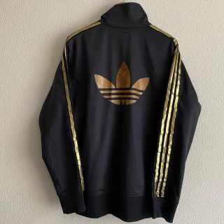 vintage adidas トラックジャケット トレフォイル 金ボタン 黒×金