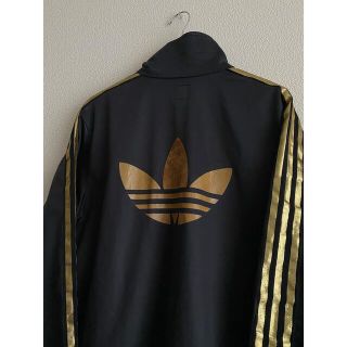 vintage adidas トラックジャケット トレフォイル 金ボタン 黒×金-