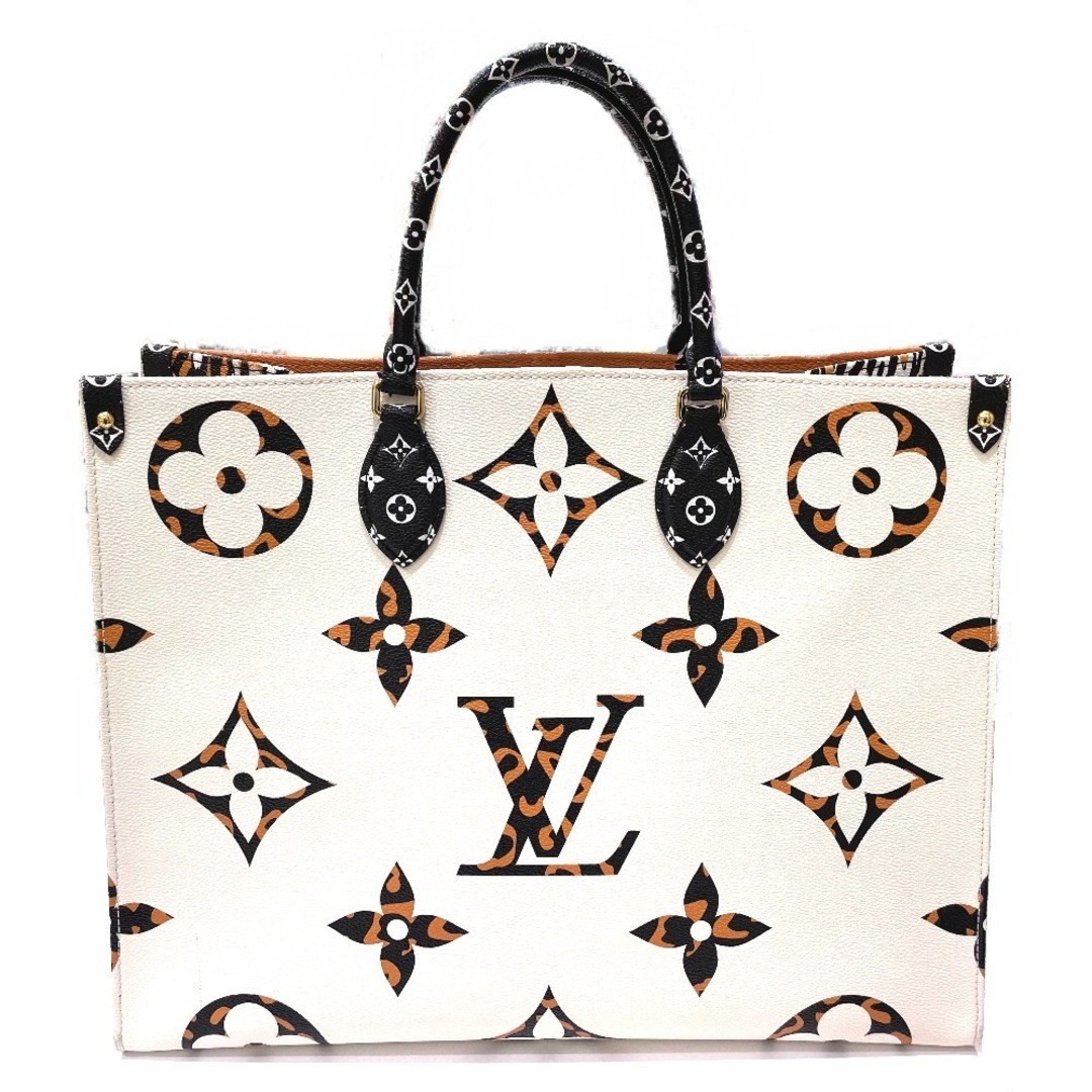 ルイヴィトン LOUIS VUITTON オンザゴーGM M44675 モノグラムジャングル カバン 2WAY トートバッグ モノグラムキャンバス  ブラウン×ホワイト | フリマアプリ ラクマ