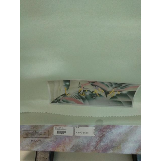 正絹 長襦袢 生地 長襦袢地 反物 薄緑 水玉-