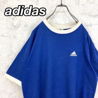 アディダス(adidas)の希少 90s アディダス Tシャツ 刺繍ロゴ 袖ライン 3ストライプ.(Tシャツ/カットソー(半袖/袖なし))