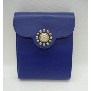 【ブルー】青三つ折りウォレット　サドルレザー(折り財布)