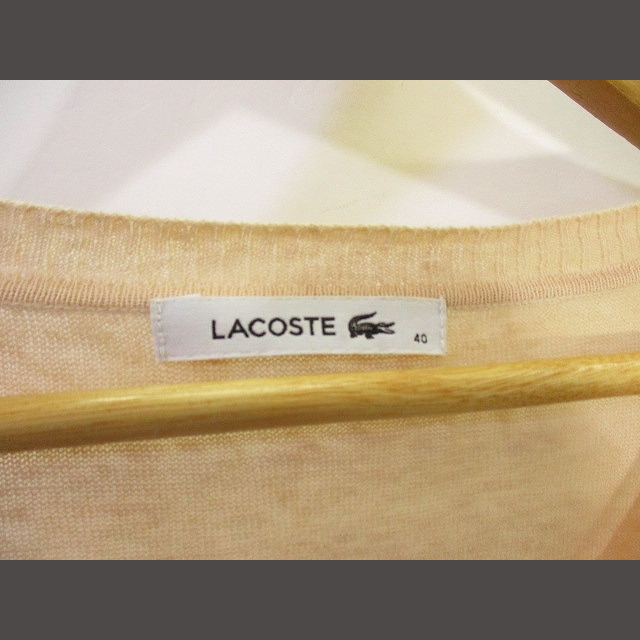 LACOSTE(ラコステ)のLACOSTE ニット カーディガン 半袖 ベージュ 40 国内正規 レディースのトップス(カーディガン)の商品写真