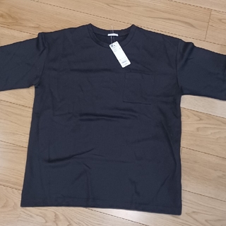 ジーユー(GU)のGU　ポンチオーバーサイズTシャツ　黒　XL　新品(Tシャツ/カットソー(半袖/袖なし))