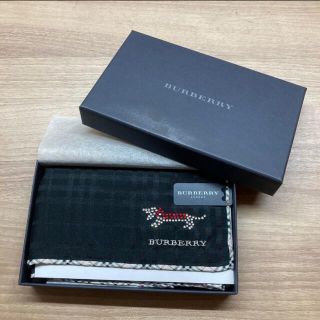 バーバリー(BURBERRY)のバーバリー ハンカチ ラインストーン 犬 シルク混 希少 レア(ハンカチ)