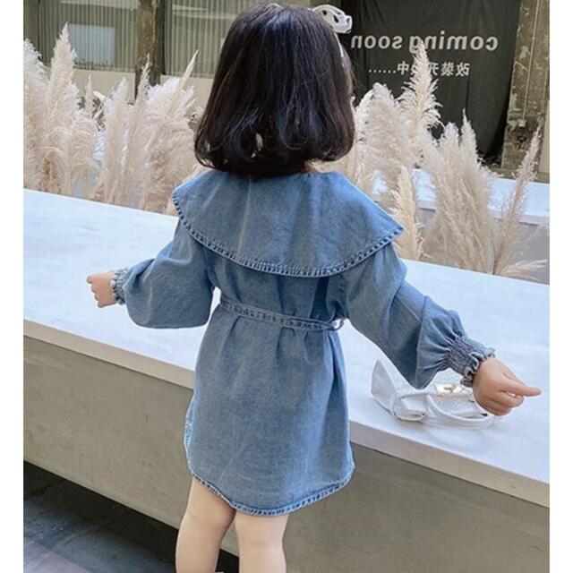 【新品】キッズ 女の子 ワンピース デニムワンピース 韓国子供服 キッズ/ベビー/マタニティのキッズ服女の子用(90cm~)(ワンピース)の商品写真