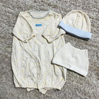 新品♡新生児キャップ　2wayロンパース　3点セット(カバーオール)