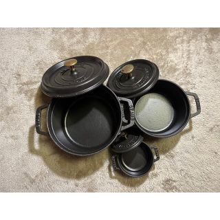 ストウブ(STAUB)のストウブ黒セット売り(20cm 16cm 10cm)(鍋/フライパン)