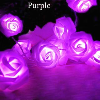 小ぶりな花束*ローズフラワー バラのLEDライト　紫(フロアスタンド)