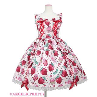 アンジェリックプリティー(Angelic Pretty)のFresh Strawberry Diner　レースアップジャンパースカート(ロングワンピース/マキシワンピース)