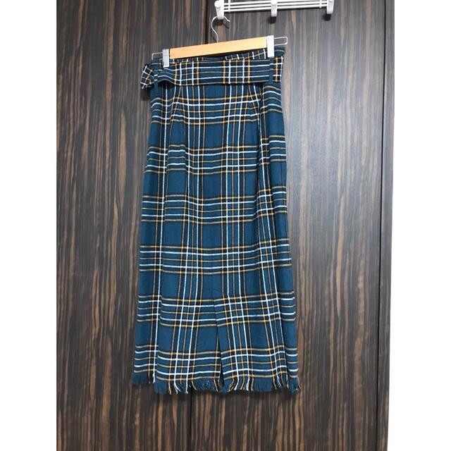 SNIDEL(スナイデル)のスナイデル　snidel ブルー　チェックタイトスカート レディースのスカート(ロングスカート)の商品写真