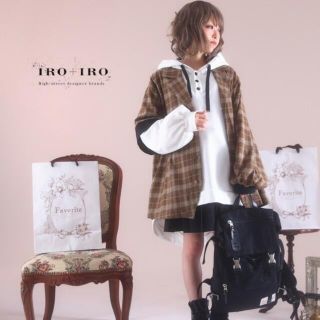 フェイバリット(Favorite)のIRO-IRO重ね着風チェック柄アシメパーカー(その他)