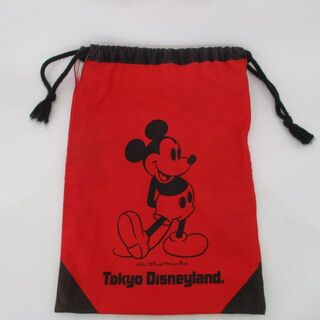 ディズニー(Disney)のK0017 Disney 巾着 レッド ミッキーマウス (キャラクターグッズ)