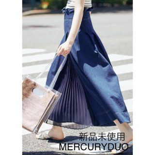 マーキュリーデュオ(MERCURYDUO)の未使用♦MERCURYDUO プリーツ切替デニムスカート(ロングスカート)