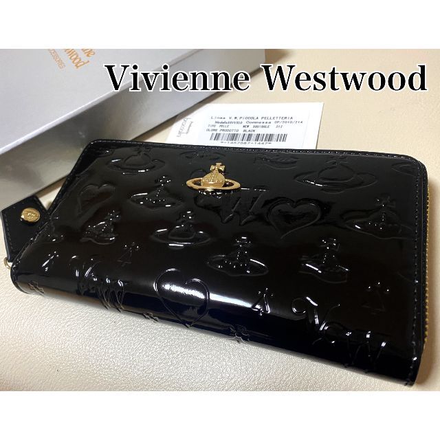 新品 未使用 Vivienne Westwood長財布 ブラック エナメル - 長財布