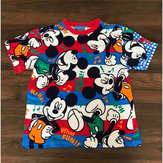 ディズニー(Disney)のミッキー ボーダー 総柄 Tシャツ 150(Tシャツ/カットソー(半袖/袖なし))