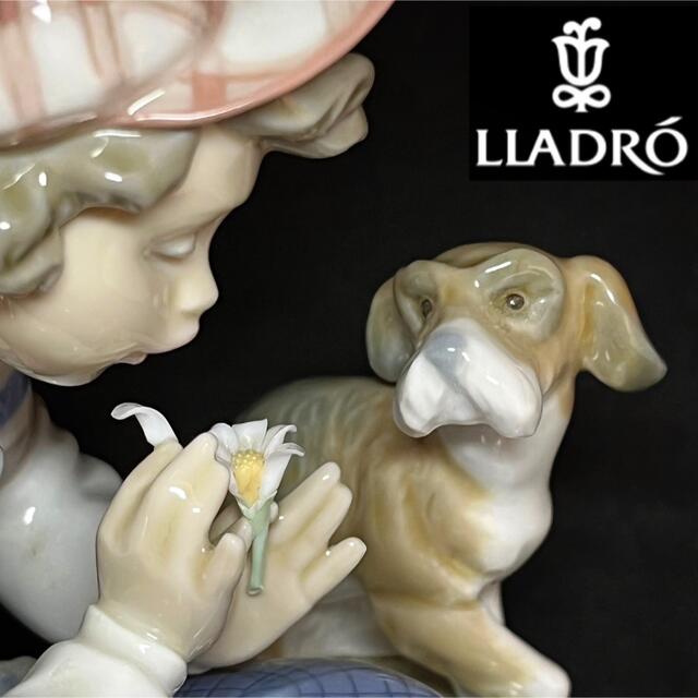 【素敵な片想い】LLADRO/リヤドロ/少年/犬/花びら/高級置物/かわいい | フリマアプリ ラクマ