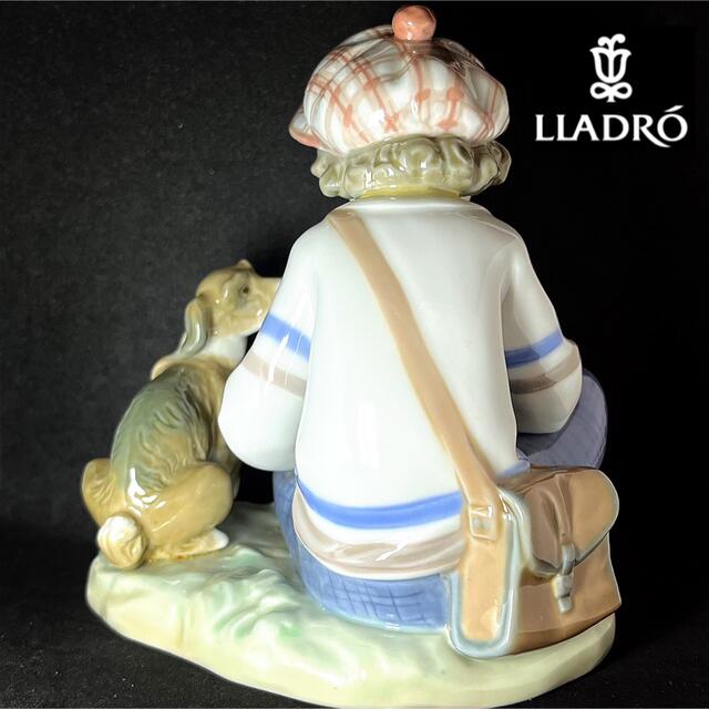 【素敵な片想い】LLADRO/リヤドロ/少年/犬/花びら/高級置物/かわいい