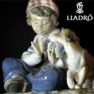 素敵な片想い】LLADRO/リヤドロ/少年/犬/花びら/高級置物/かわいいの