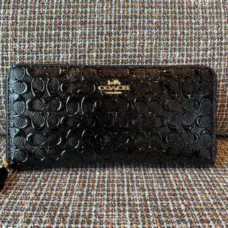 コーチ(COACH)のコーチ　　長財布　黒　ブラックエナメル(財布)