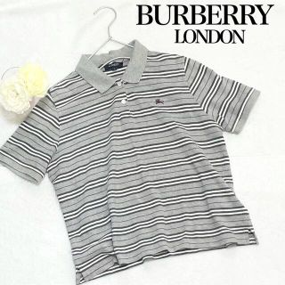 バーバリー(BURBERRY)のBURBERRY LONDON  ポロシャツ　ボーダー　グレージュ　イギリス(ポロシャツ)