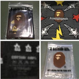 アベイシングエイプ(A BATHING APE)の新品未使用限定レア保存袋付きA BATHING APE ハンカチ ブラック(ハンカチ/ポケットチーフ)