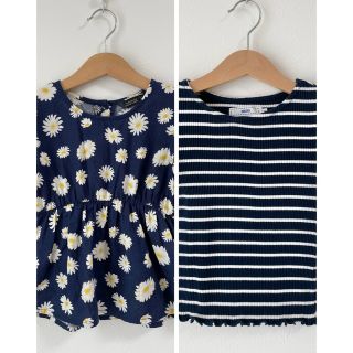 シップスキッズ(SHIPS KIDS)の【rilico様専用】リブボーダートップス　マーガレットトップス(Tシャツ/カットソー)