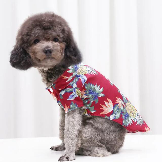 ペット用　犬　猫　アロハシャツ（Ｌサイズ・ピンク）　ペット服　夏用　涼しい その他のペット用品(犬)の商品写真