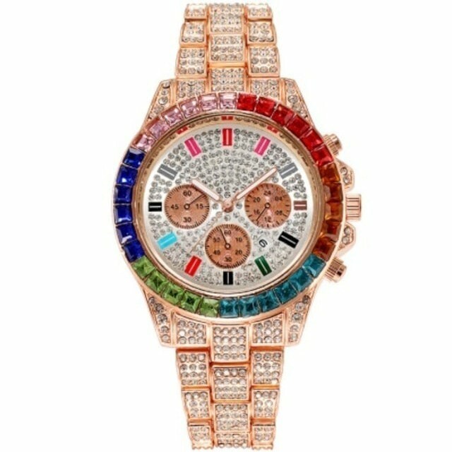 新品 オマージュ 高品質 CZダイア ラグジュアリー腕時計 男女兼用 ピンクゴー レディースのファッション小物(腕時計)の商品写真