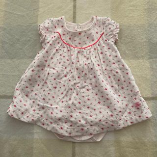 プチバトー(PETIT BATEAU)の美品　プチバトー　ベビー服　女の子　6M 67cm ボディドレス(ワンピース)