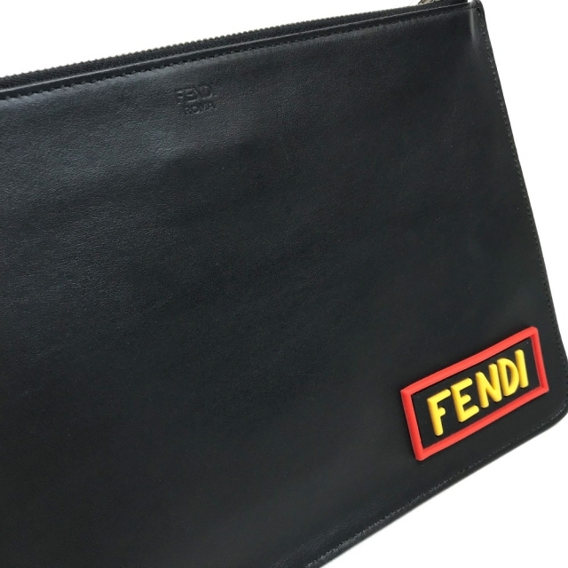 オープニング フェンディ FENDI バッグ バック クラッチバッグ ブラック シルバー レザー