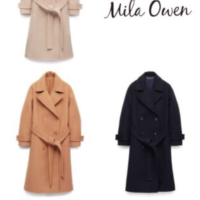 Mila Owen(ミラオーウェン)のベルト付きウールコート レディースのジャケット/アウター(ロングコート)の商品写真